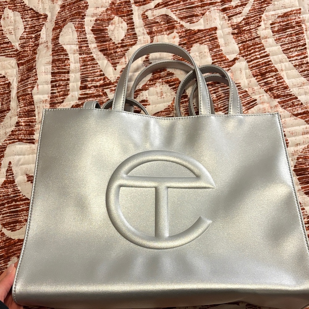 Telfar Metallic Silver Tote Bag